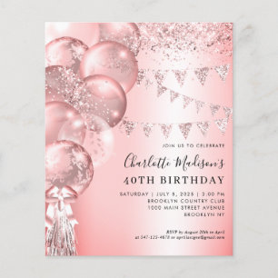 Budget Roos Gold Glitter Balloon Any Age Verjaarda