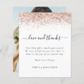 Budget Roos Gold Glitter Bedankt voor het bruiloft (Voorkant / Achterkant)