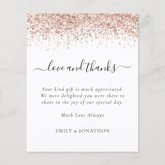 Budget Roos Gold Glitter Bedankt voor het bruiloft (Voorkant)