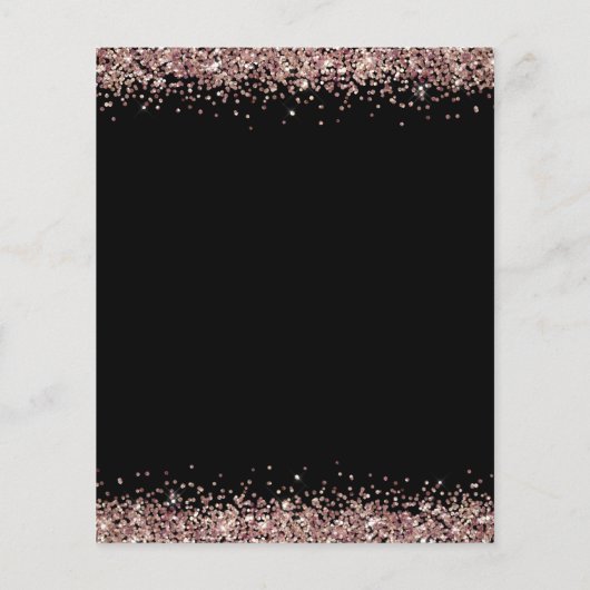 BUDGET Roos Gold Glitter Black Evening Uitnodiging (Achterkant)