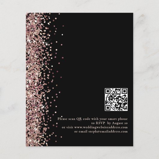 Budget Roos Gold Glitter Black QR Wedding Invite (Achterkant)