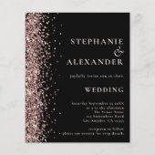 Budget Roos Gold Glitter Black QR Wedding Invite (Voorkant)
