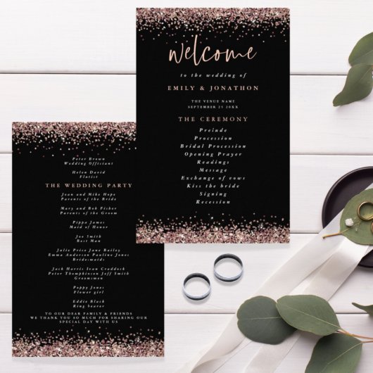 Budget Roos Gold Glitter Black Weddenprogramma