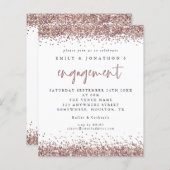 Budget Roos Gold Glitter Border Verloving Uitnodig (Voorkant / Achterkant)