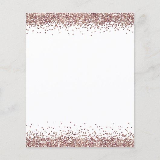 Budget Roos Gold Glitter Border Verloving Uitnodig (Achterkant)
