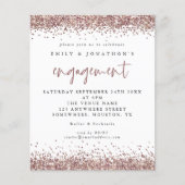 Budget Roos Gold Glitter Border Verloving Uitnodig (Voorkant)