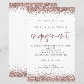 Budget Roos Gold Glitter Borders Verloving Uitnodi (Voorkant / Achterkant)