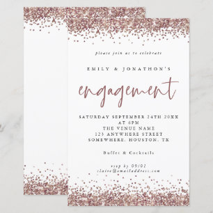 Budget Roos Gold Glitter Borders Verloving Uitnodi