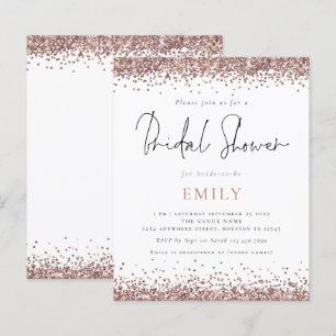 Budget Roos Gold Glitter Bridal Shower Uitnodiging