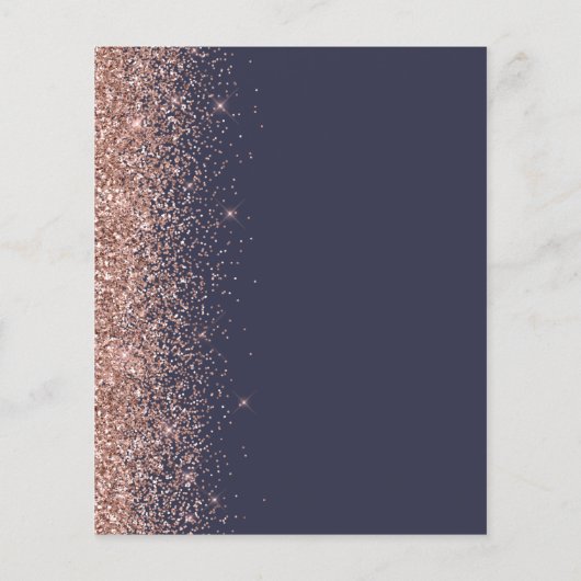 Budget Roos Gold Glitter Dark Blue Save the Date (Achterkant)