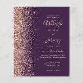 Budget Roos Gold Glitter Dark Paars Weddenschap (Voorkant)