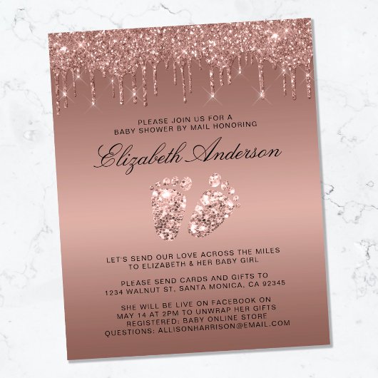 Budget Roos Gold Glitter druppelt Baby shower per 
