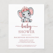 Budget Roos Gold Glitter Elephant Baby Girl FLYER (Voorkant)