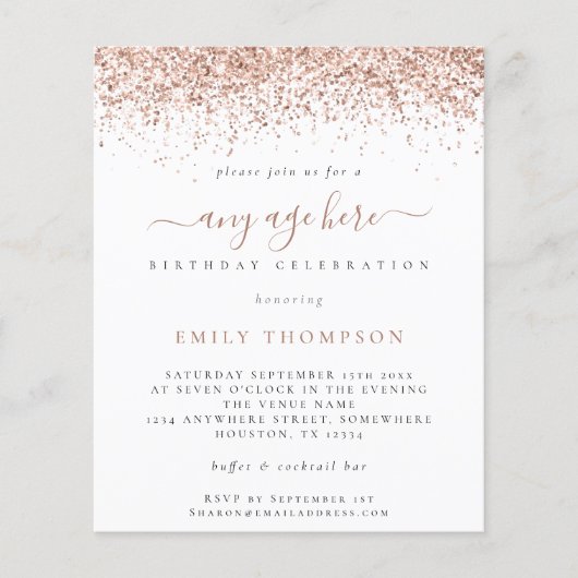 Budget Roos Gold Glitter Elke dag van de Leeftijd  (Voorkant)