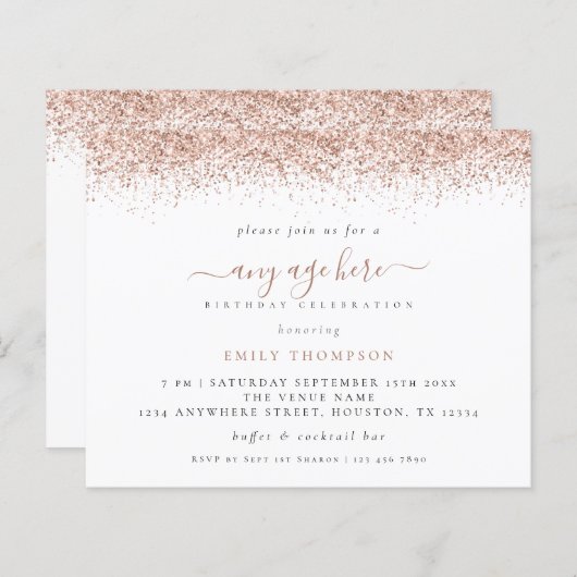 Budget Roos Gold Glitter Elke dag van de Leeftijd (Voorkant / Achterkant)