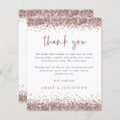 Budget Roos Gold Glitter Engagement Party Bedankt (Voorkant / Achterkant)