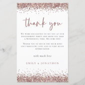 Budget Roos Gold Glitter Engagement Party Bedankt (Voorkant)