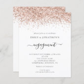 Budget Roos Gold Glitter Engagement Party nodigt u (Voorkant / Achterkant)