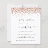 Budget Roos Gold Glitter Evening Wedding Invite (Voorkant)