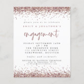 Budget Roos Gold Glitter Foto Verloving Uitnodigen (Voorkant)