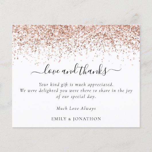 Budget Roos Gold Glitter Foto Weddenschap Dank u (Voorkant)