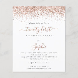 Budget Roos Gold Glitter Girly 21ste Party Invite