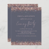 BUDGET Roos Gold Glitter Grey Evitation Invitation (Voorkant / Achterkant)