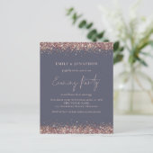 BUDGET Roos Gold Glitter Grey Evitation Invitation (Staand voorkant)