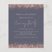 BUDGET Roos Gold Glitter Grey Evitation Invitation (Voorkant)
