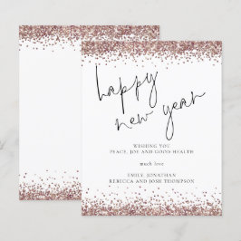 Budget Roos Gold Glitter Happy Nieuwjaar Kaart