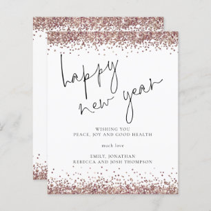 Budget Roos Gold Glitter Happy Nieuwjaar Kaart