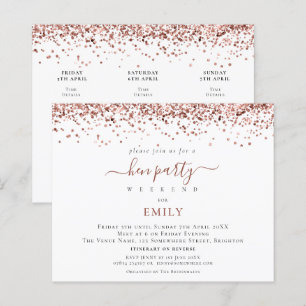 Budget Roos Gold Glitter Hen Do Itinerary Invite
