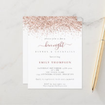 Budget Roos Gold Glitter Hen Night White Invite