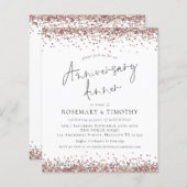 Budget Roos Gold Glitter Jubileum Dinner Invite (Voorkant / Achterkant)