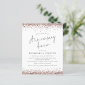 Budget Roos Gold Glitter Jubileum Dinner Invite (Staand voorkant)