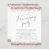 Budget Roos Gold Glitter Jubileum Party nodigt uit (Voorkant / Achterkant)