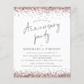 Budget Roos Gold Glitter Jubileum Party nodigt uit (Voorkant)