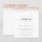 Budget Roos Gold Glitter-kerstfeest Uitnodigen (Voorkant / Achterkant)