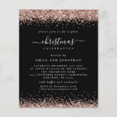 Budget Roos Gold Glitter-kerstmis - uitnodiging (Voorkant)