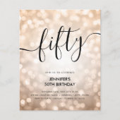BUDGET Roos Gold Glitter Lights 50e Verjaardag (Voorkant)