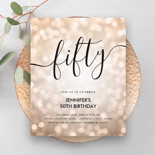 BUDGET Roos Gold Glitter Lights 50e Verjaardag