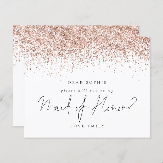 Budget Roos Gold Glitter - Maid of Honor Request (Voorkant / Achterkant)