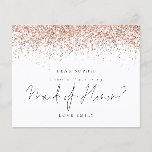 Budget Roos Gold Glitter - Maid of Honor Request (Voorkant)