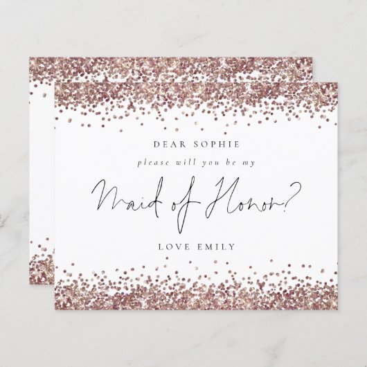 Budget Roos Gold Glitter - Maid of Honor Request (Voorkant / Achterkant)