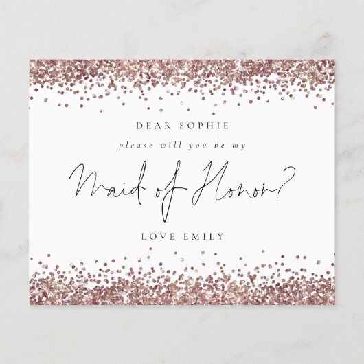 Budget Roos Gold Glitter - Maid of Honor Request (Voorkant)