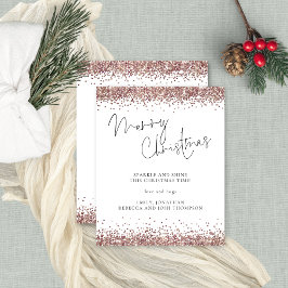 Budget Roos Gold Glitter Merry Kerstmis Kaart