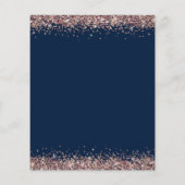 BUDGET Roos Gold Glitter Navy Avond Uitnodiging (Achterkant)