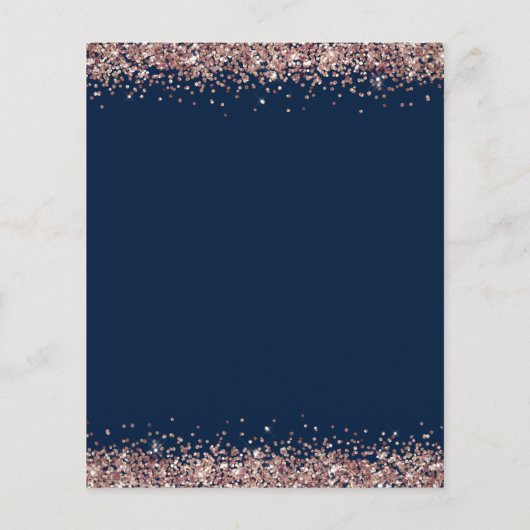 BUDGET Roos Gold Glitter Navy Avond Uitnodiging (Achterkant)