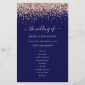 Budget Roos Gold Glitter Navy Blue Wedding Program (Voorkant)