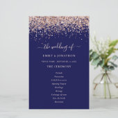 Budget Roos Gold Glitter Navy Blue Wedding Program (Staand voorkant)